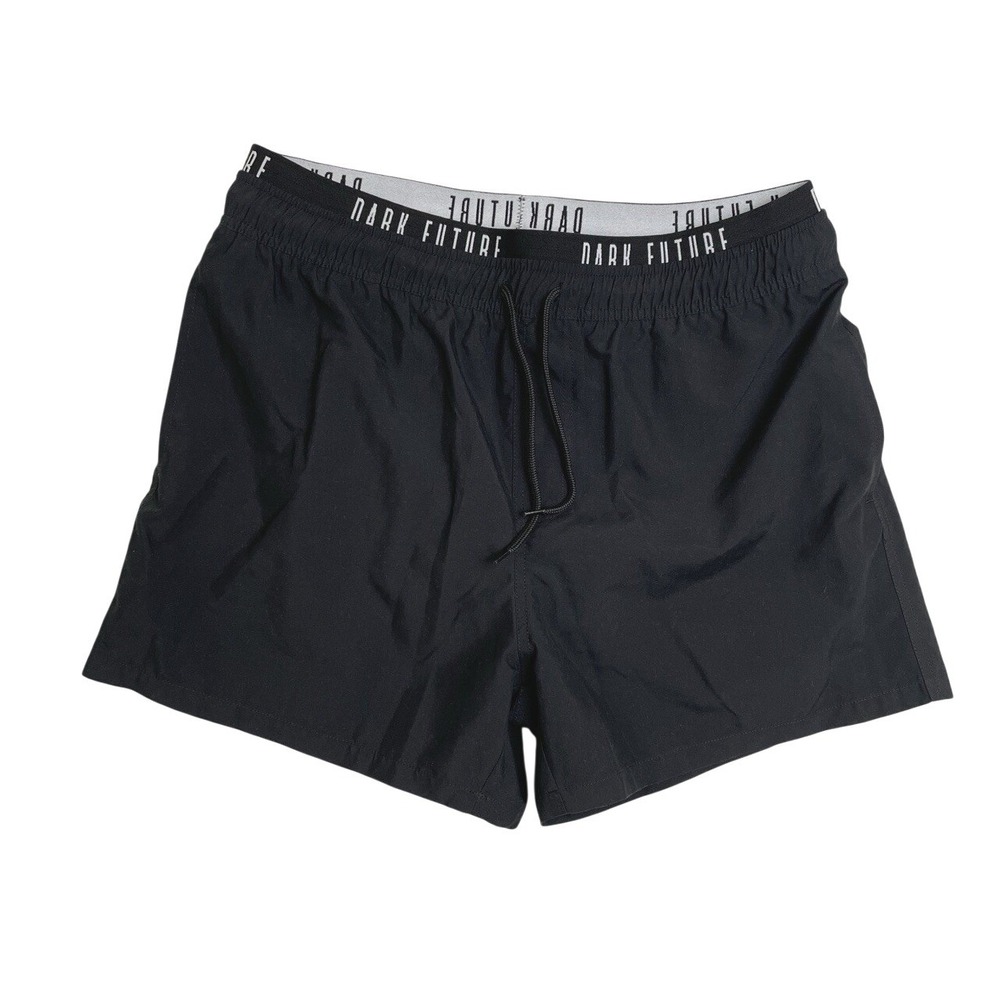 ASOS DESIGN swim‎ shorts in super short length black lined Dark Future Size XL